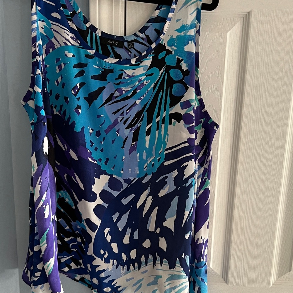 Apt. 9 Blue Teal and Navy Abstract Print Tank